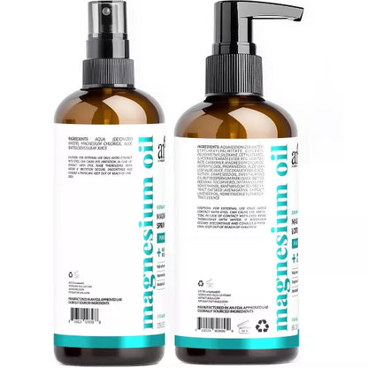ArtNaturals Magnesium Oil Spray 12 oz + Body Massage Lotion Set 8oz for Feet & Sleep - Extra Strength Cream Ultra-Pure, Relief & Relaxation, Muscle Health Leg & Joint Care Topical Non Itch